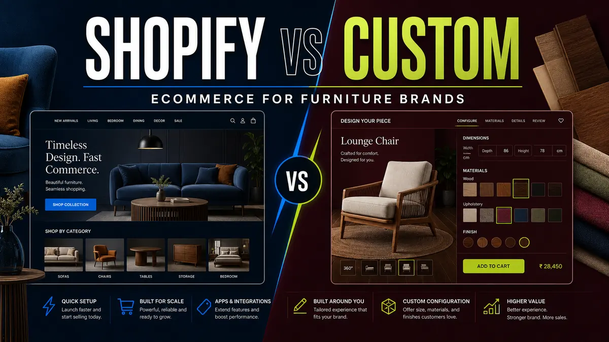Furniture ecommerce store comparison on desktop and mobile